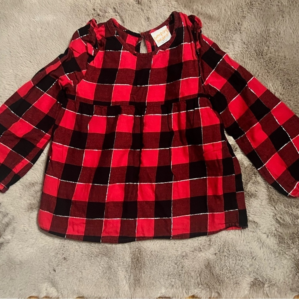Jumping Beans Red and Black Plaid Kids Blouse